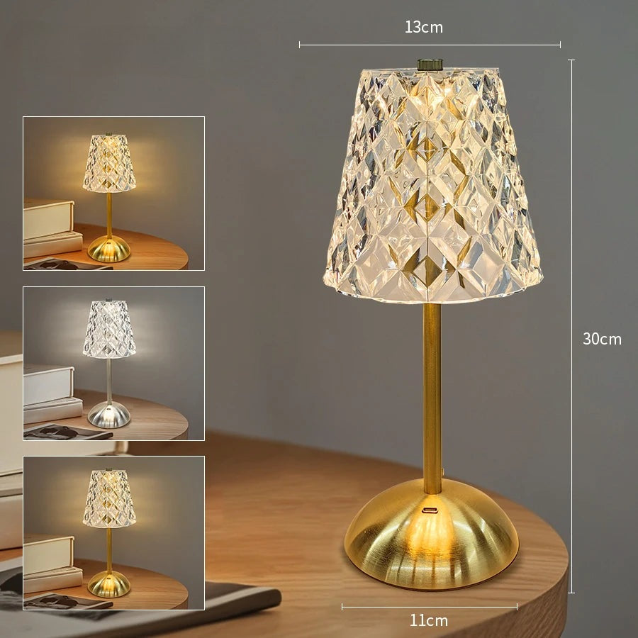 Luminária de Mesa Abajur Dourado Sem Fio Vintage
