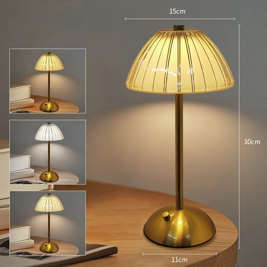 Luminária de Mesa Abajur Dourado Sem Fio Vintage