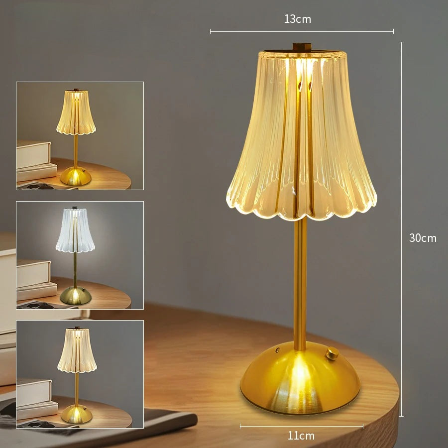 Luminária de Mesa Abajur Dourado Sem Fio Vintage