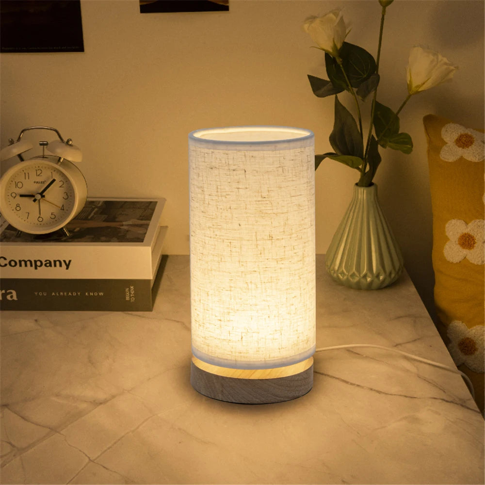 Luminária de Mesa para Quarto Luz Quente Cúpula de Linho