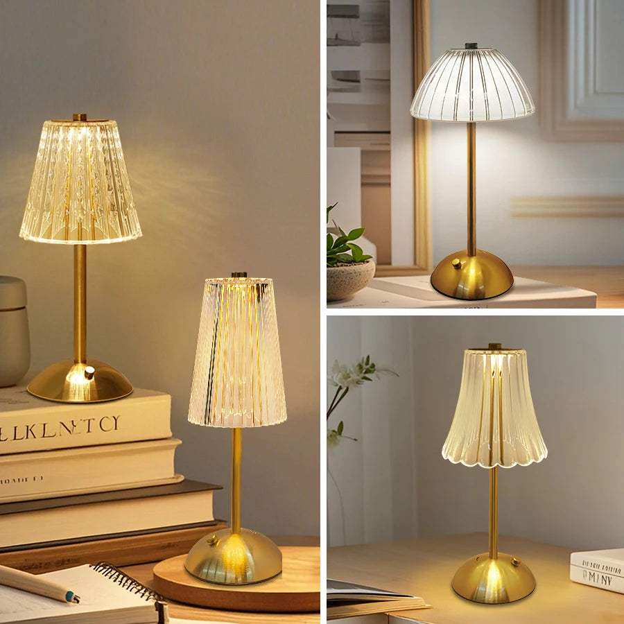 Luminária de Mesa Abajur Dourado Sem Fio Vintage