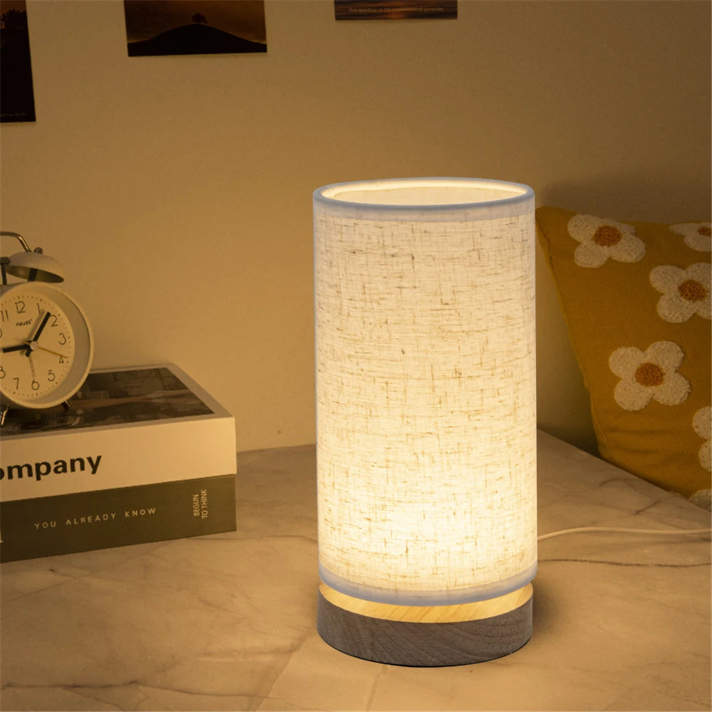 Luminária de Mesa para Quarto Luz Quente Cúpula de Linho
