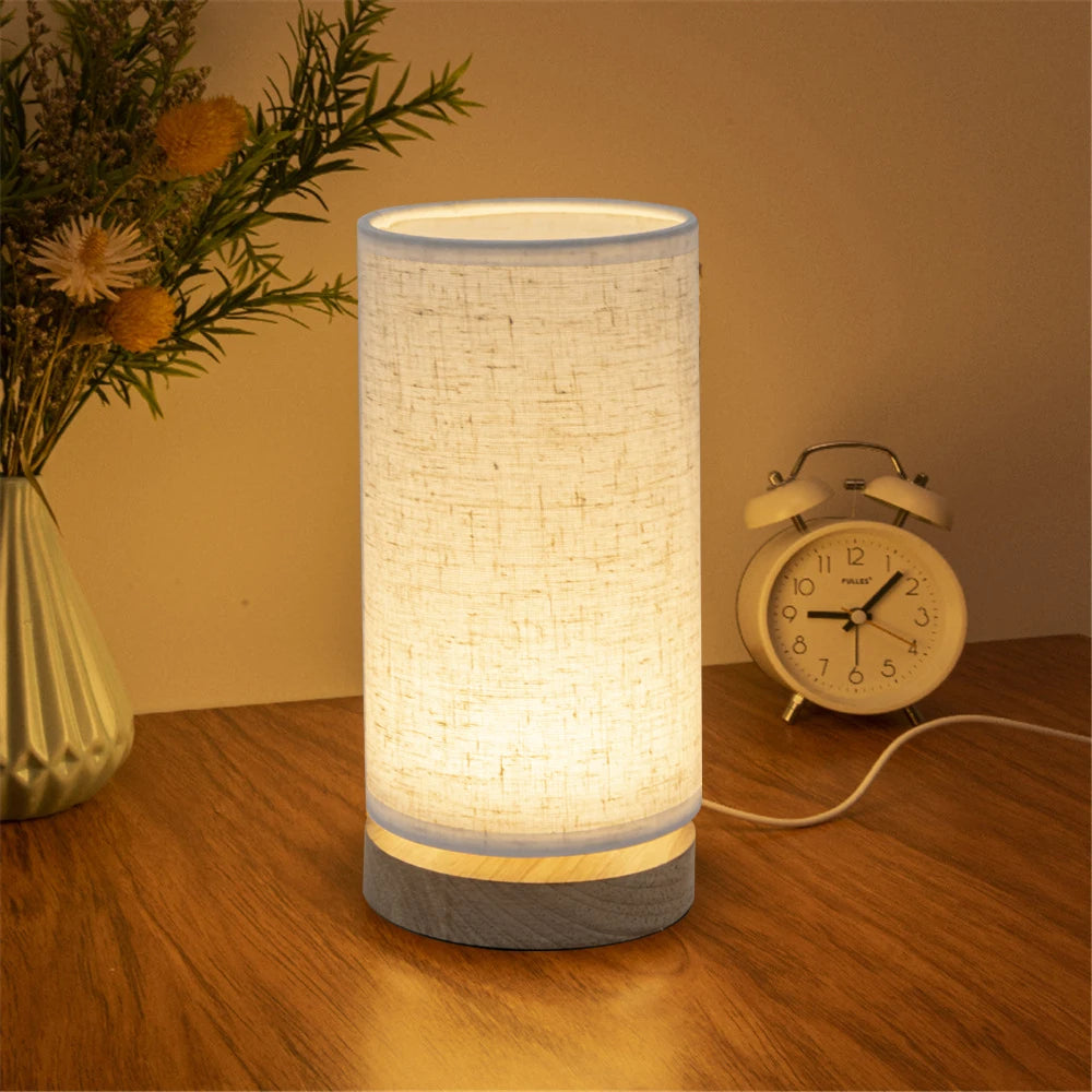 Luminária de Mesa para Quarto Luz Quente Cúpula de Linho