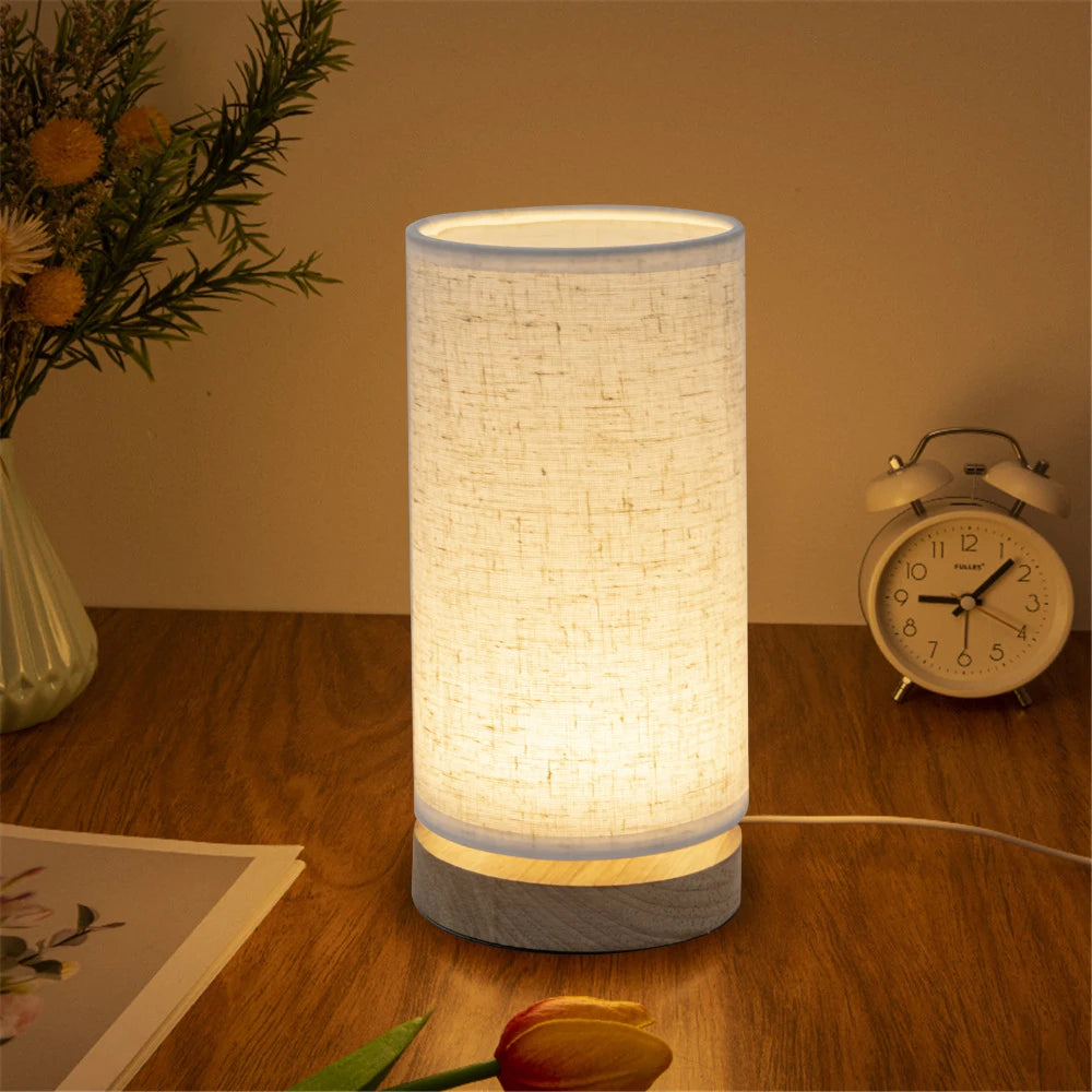 Luminária de Mesa para Quarto Luz Quente Cúpula de Linho