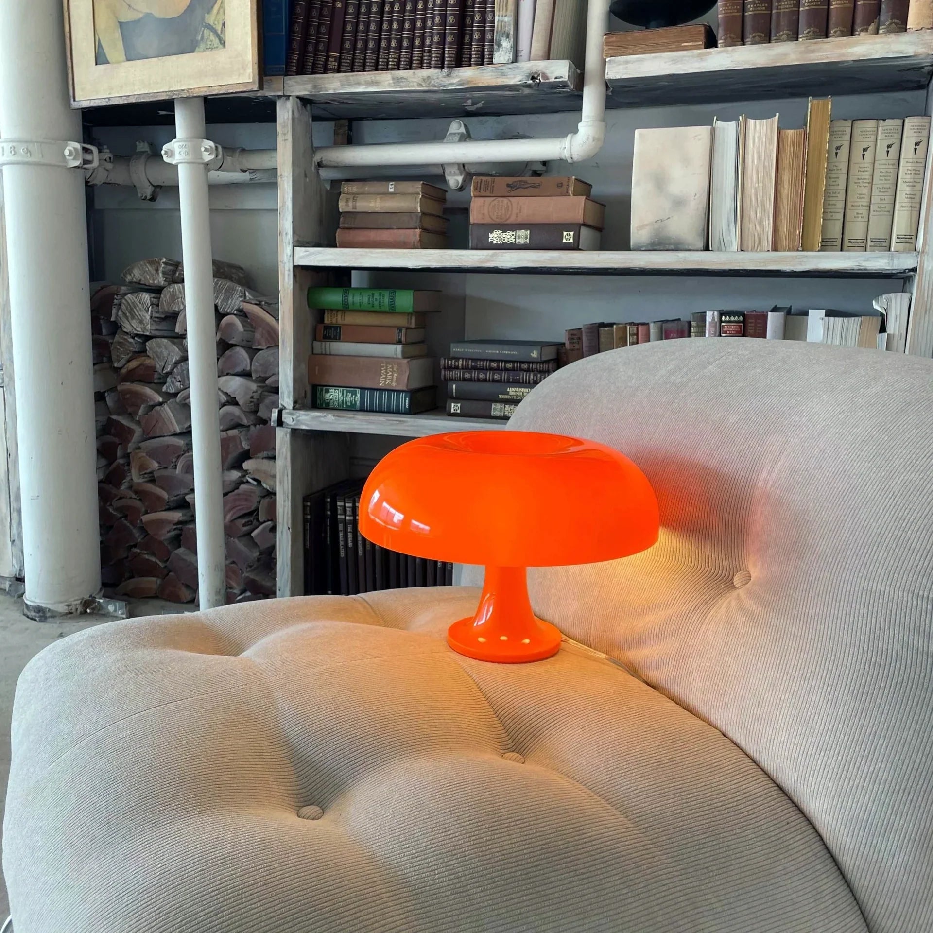 Luminária de Mesa Cogumelo Laranja Italiano 1960s