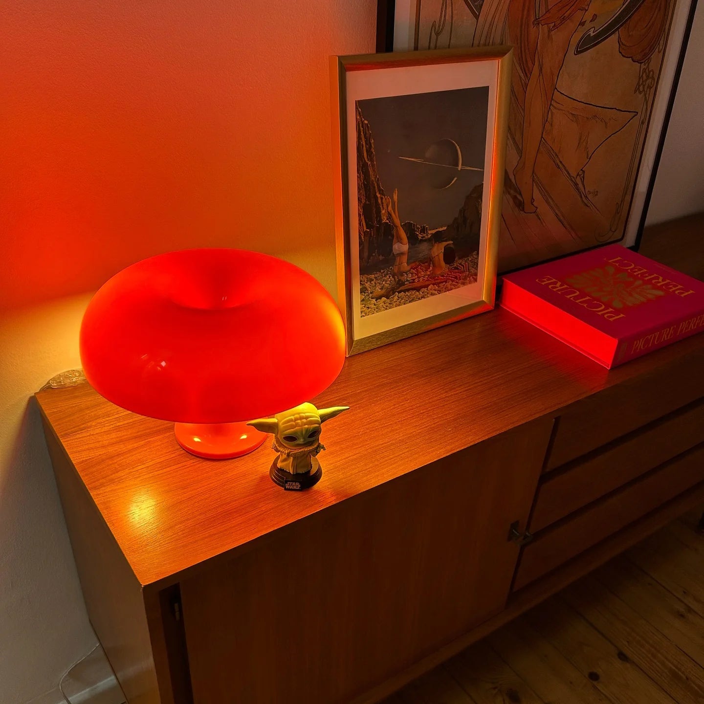 Luminária de Mesa Cogumelo Laranja Italiano 1960s