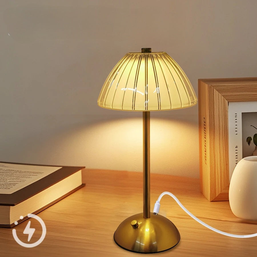 Luminária de Mesa Abajur Dourado Sem Fio Vintage