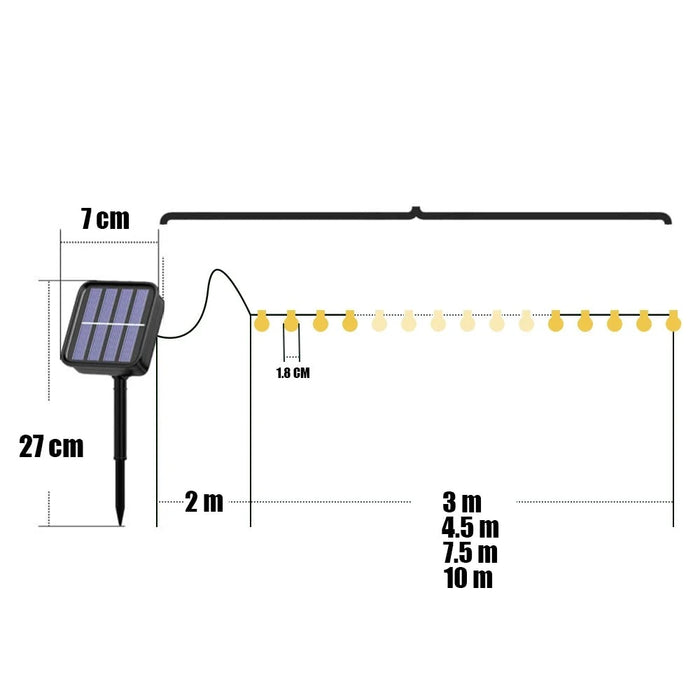 Varal de Mini Lâmpadas LED Solar
