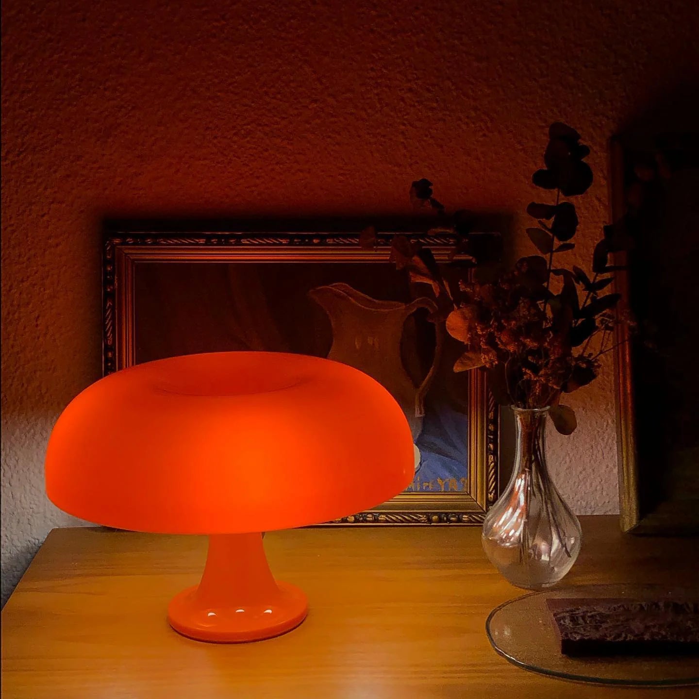 Luminária de Mesa Cogumelo Laranja Italiano 1960s