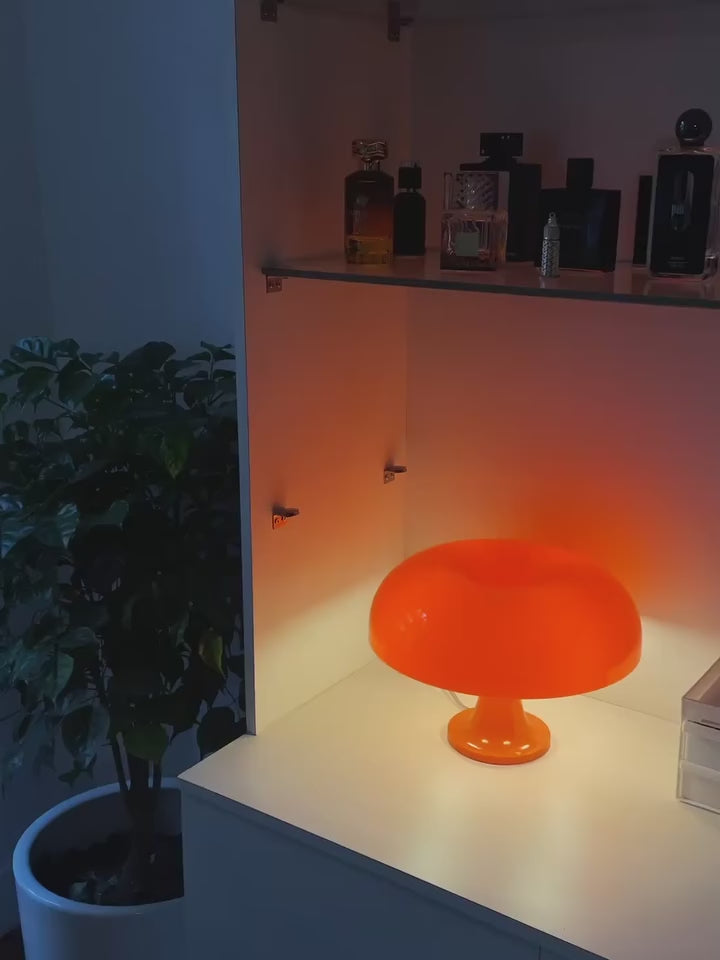 Luminária de Mesa Cogumelo Laranja Italiano 1960s