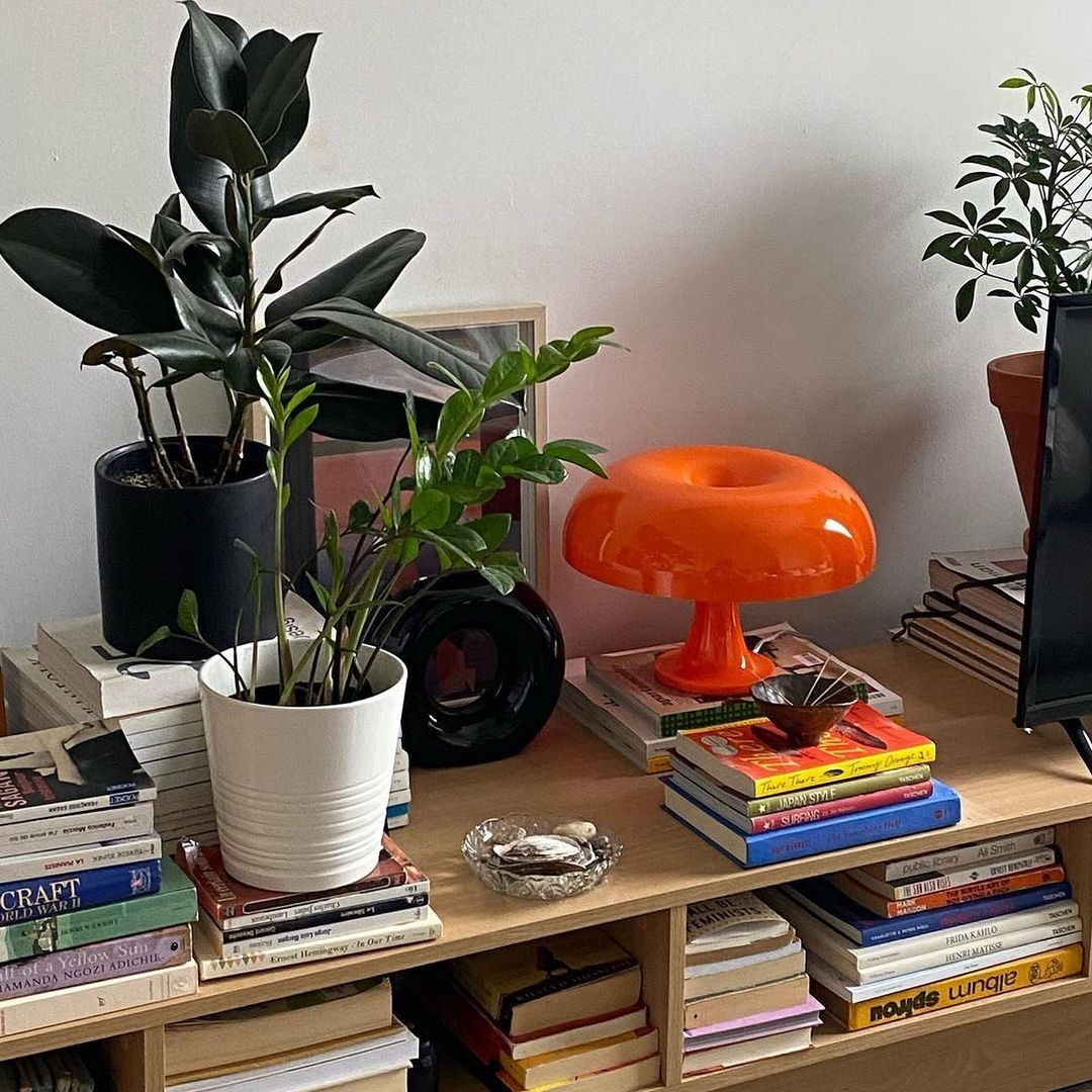 Luminária de Mesa Cogumelo Laranja Italiano 1960s